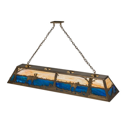 Meyda Tiffany Moose at Lake 8 Light 72" Wide Linear Pendant