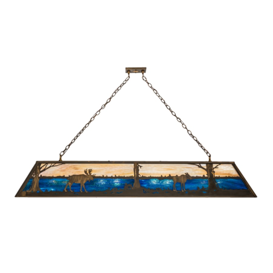 Meyda Tiffany Moose at Lake 8 Light 72" Wide Linear Pendant