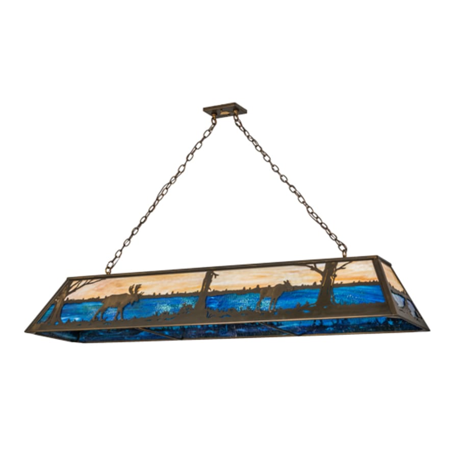 Meyda Tiffany Moose at Lake 8 Light 72" Wide Linear Pendant