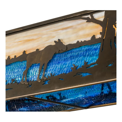 Meyda Tiffany Moose at Lake 8 Light 72" Wide Linear Pendant