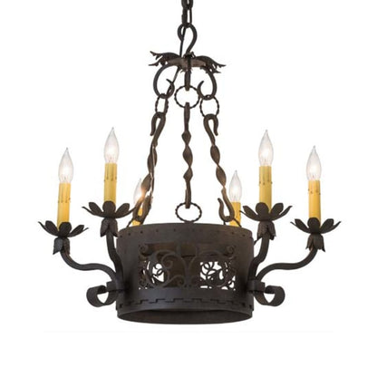 Meyda Tiffany Dragone 6 Light 24" Wide Taper Candle Style Chandelier