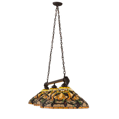 Meyda Tiffany Jeweled Grape 3 Light 73" Wide Linear Pendant