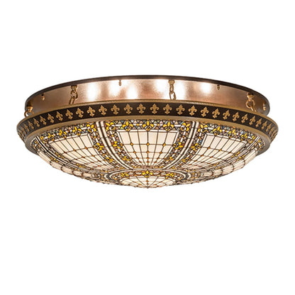 Meyda Tiffany Fleur-de-lis 8 Light 44" Wide Semi-Flush Bowl Ceiling Fixture