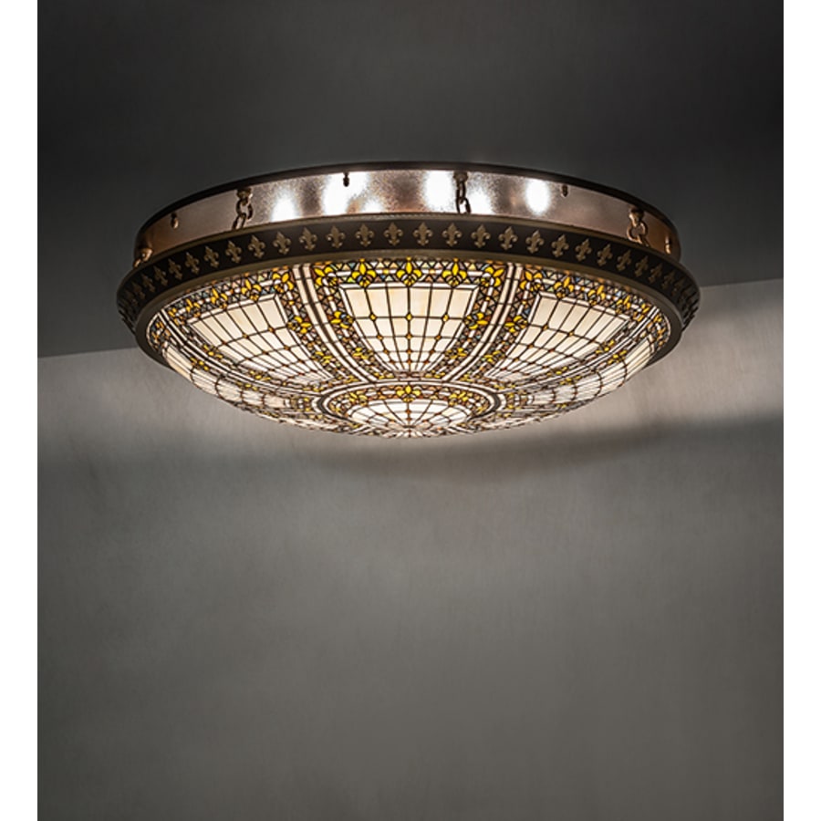 Meyda Tiffany Fleur-de-lis 8 Light 44" Wide Semi-Flush Bowl Ceiling Fixture