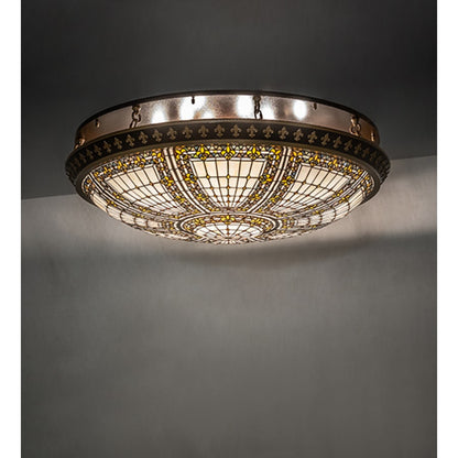 Meyda Tiffany Fleur-de-lis 8 Light 44" Wide Semi-Flush Bowl Ceiling Fixture