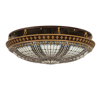 Meyda Tiffany Fleur-de-lis 8 Light 44" Wide Semi-Flush Bowl Ceiling Fixture