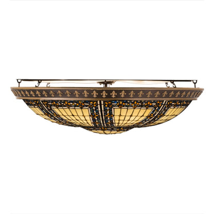 Meyda Tiffany Fleur-de-lis 8 Light 44" Wide Semi-Flush Bowl Ceiling Fixture