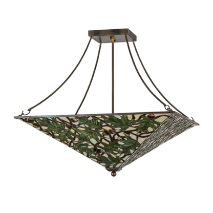 Meyda Tiffany Acorn and Oak Leaf 4 Light 38" Wide Semi-Flush Ceiling Fixture