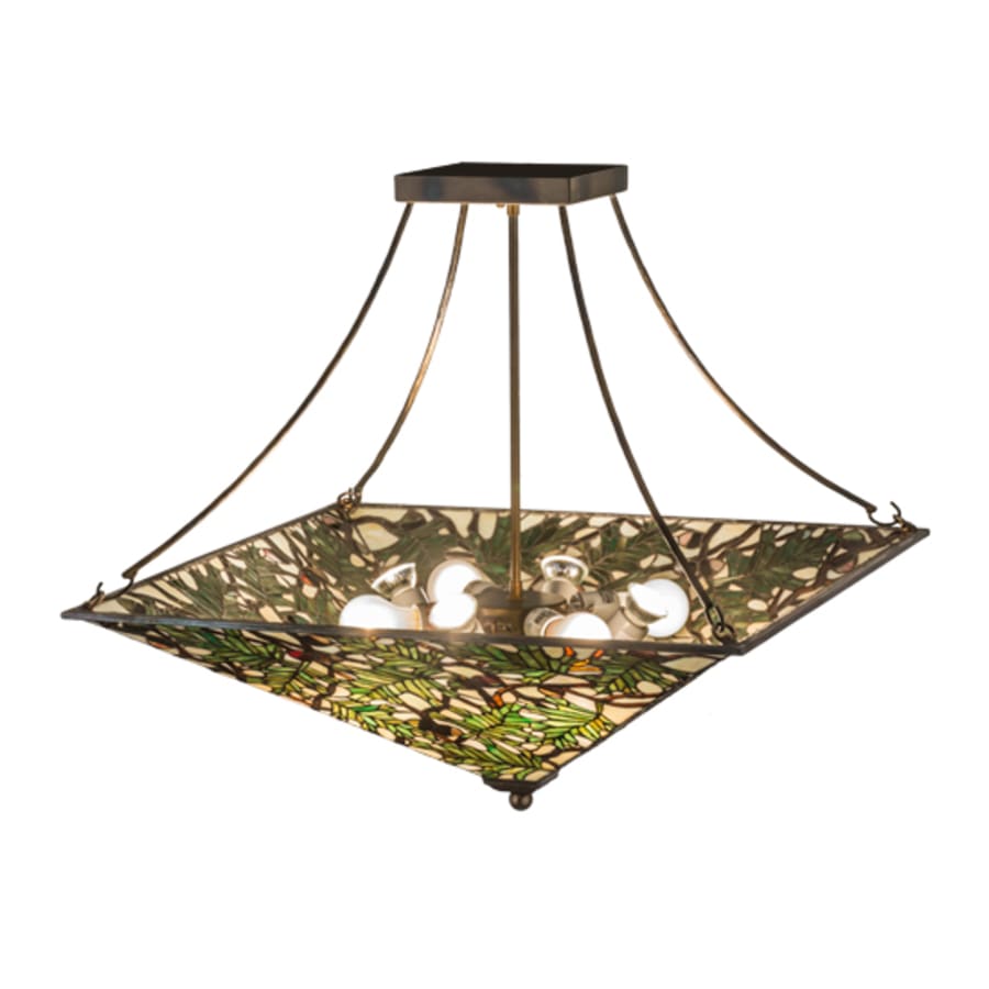 Meyda Tiffany Acorn and Oak Leaf 4 Light 38" Wide Semi-Flush Ceiling Fixture