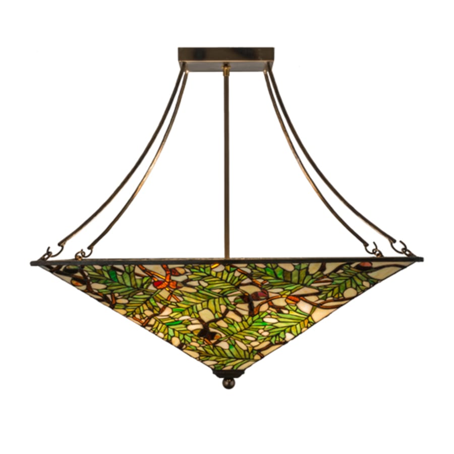 Meyda Tiffany Acorn and Oak Leaf 4 Light 38" Wide Semi-Flush Ceiling Fixture