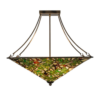 Meyda Tiffany Acorn and Oak Leaf 4 Light 38" Wide Semi-Flush Ceiling Fixture