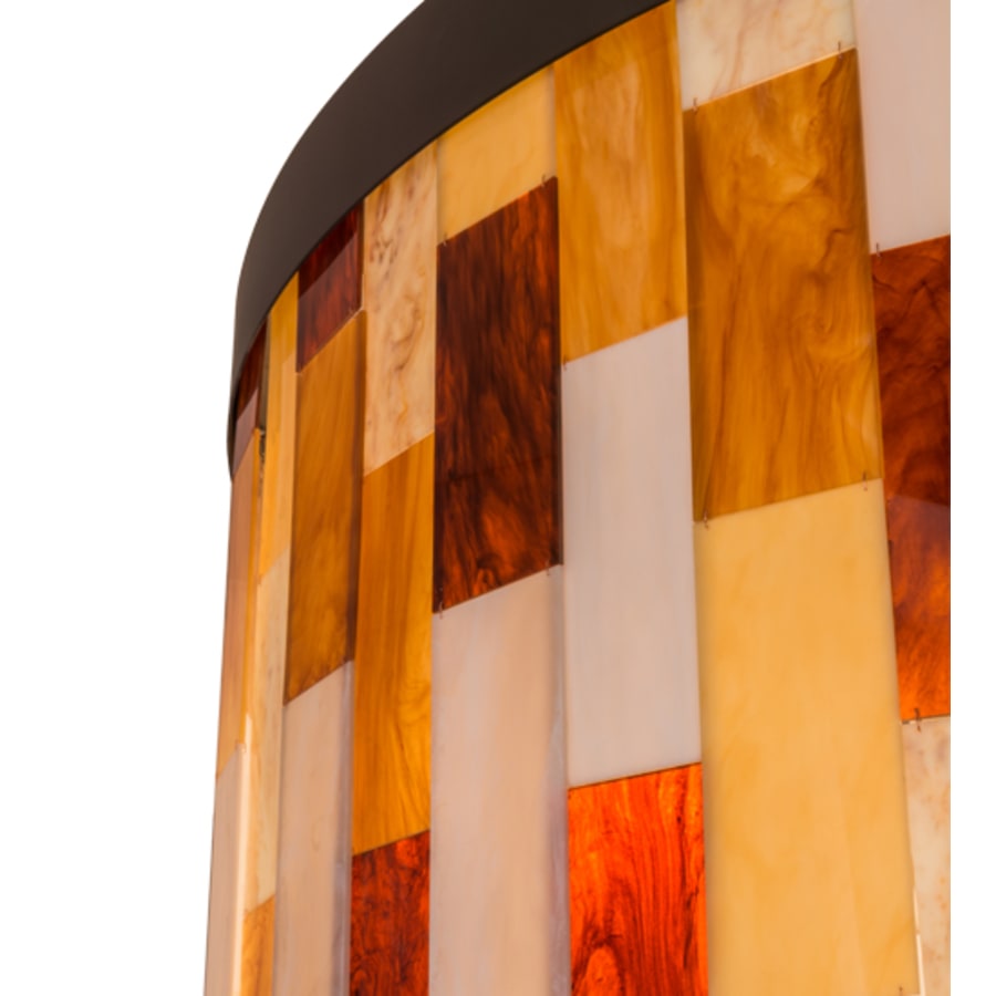 Meyda Tiffany Cilindro Calico 6 Light 28" Tall Flush Mount Drum Ceiling Fixture - Oil Rubbed Bronze Finish
