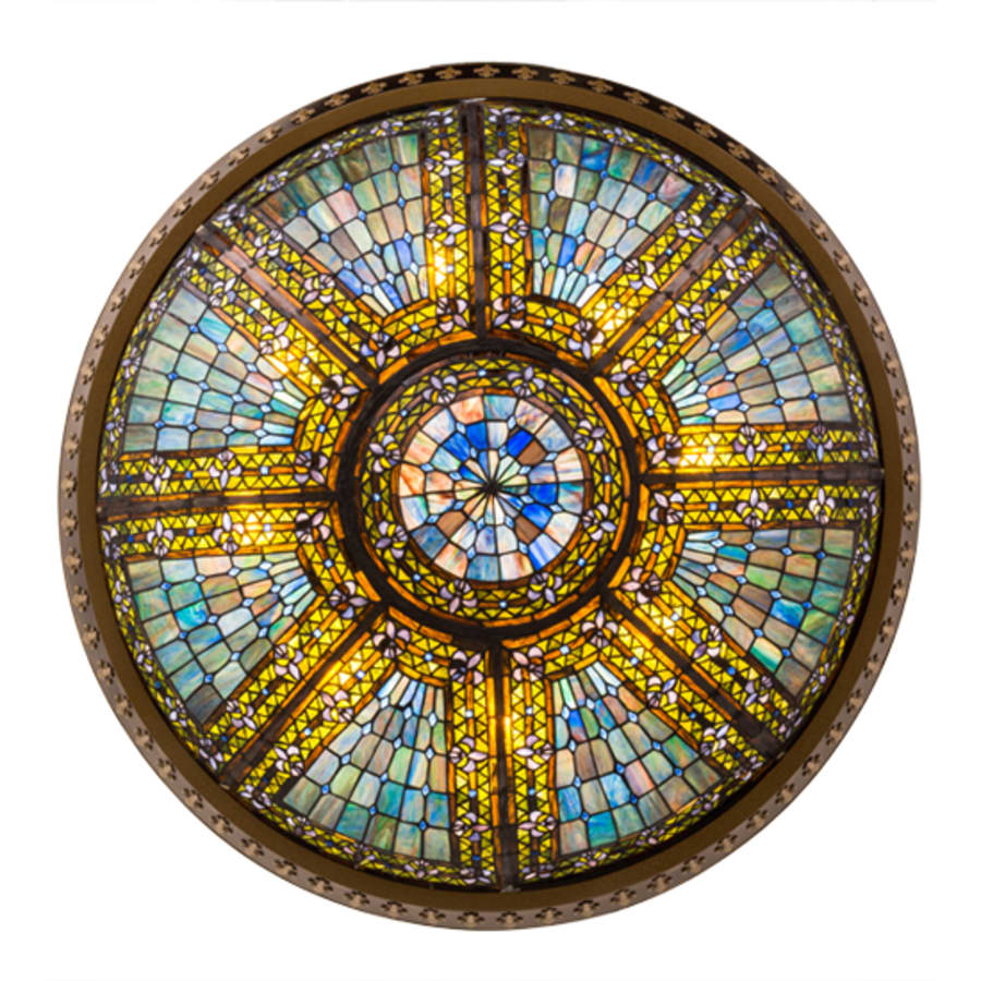Meyda Tiffany Fleur-de-lis 8 Light 47" Wide Semi-Flush Bowl Ceiling Fixture