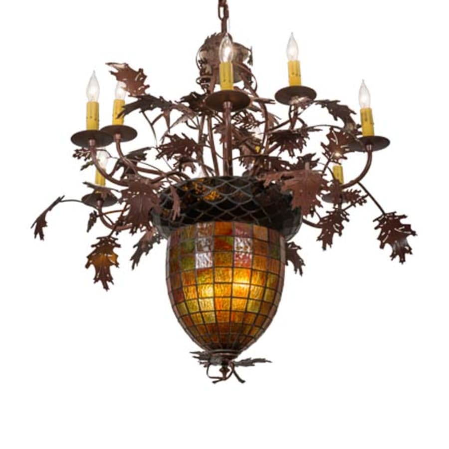Meyda Tiffany Greenbriar Oak 9 Light 34" Wide Taper Candle Style Chandelier