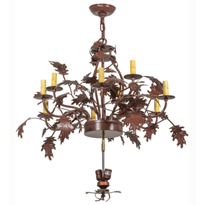 Meyda Tiffany Greenbriar Oak 9 Light 34" Wide Taper Candle Style Chandelier