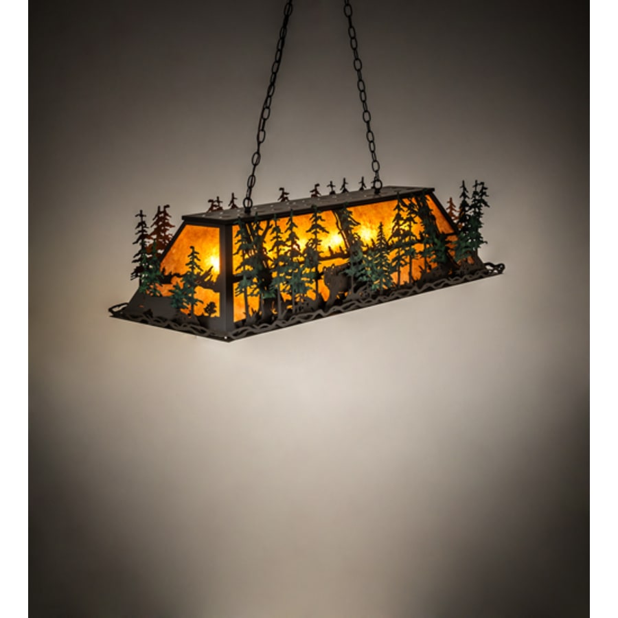 Meyda Tiffany Wildlife Through the Trees 6 Light 50" Wide Linear Pendant