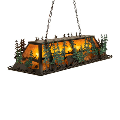 Meyda Tiffany Wildlife Through the Trees 6 Light 50" Wide Linear Pendant