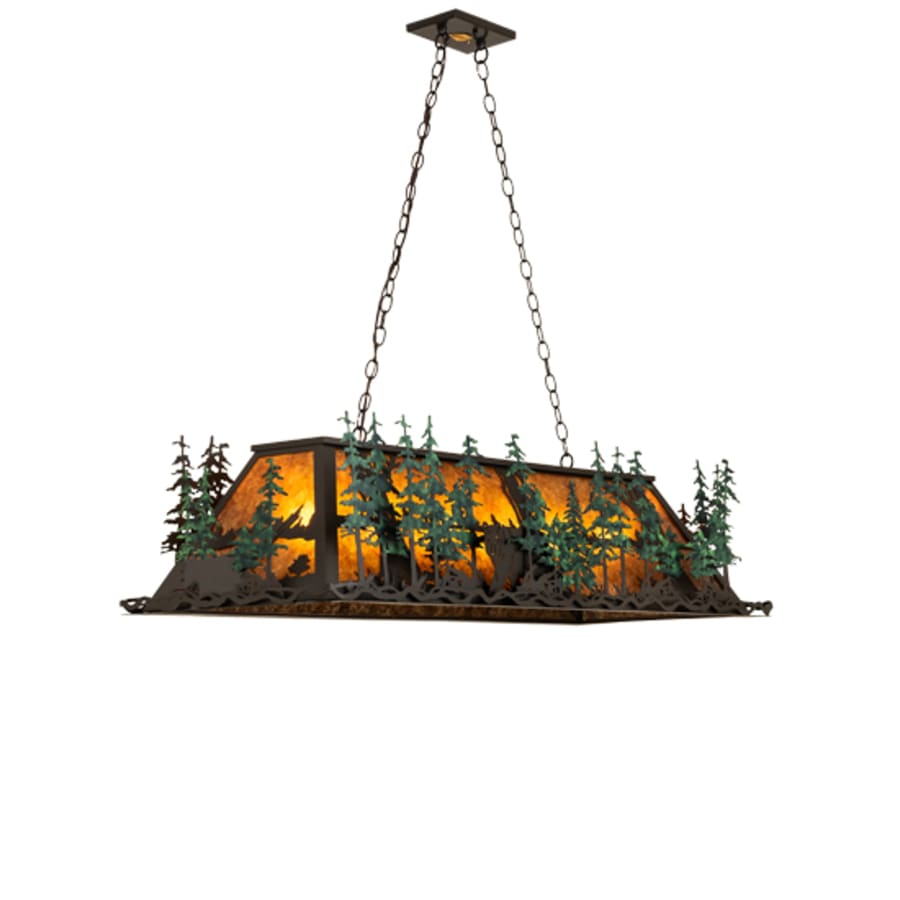 Meyda Tiffany Wildlife Through the Trees 6 Light 50" Wide Linear Pendant