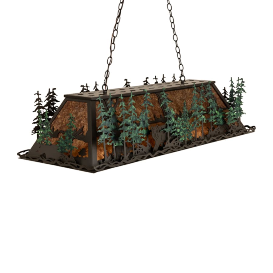 Meyda Tiffany Wildlife Through the Trees 6 Light 50" Wide Linear Pendant