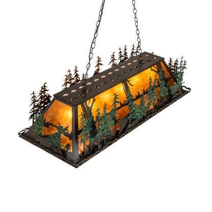 Meyda Tiffany Wildlife Through the Trees 6 Light 50" Wide Linear Pendant