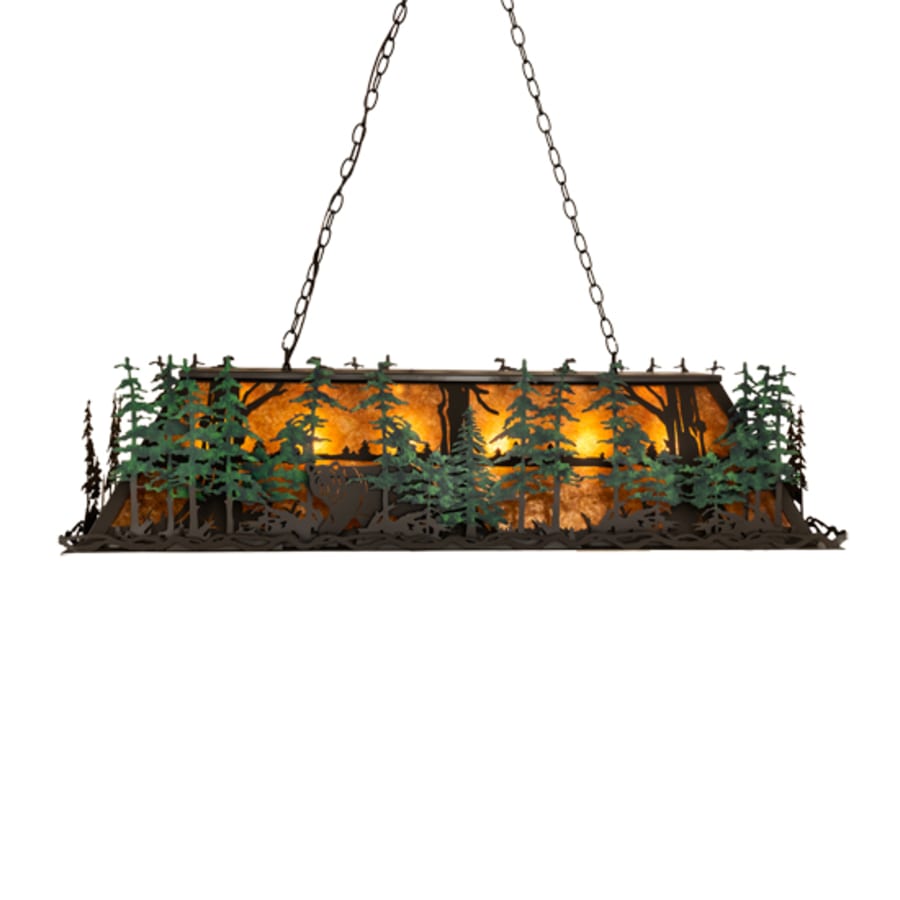 Meyda Tiffany Wildlife Through the Trees 6 Light 50" Wide Linear Pendant