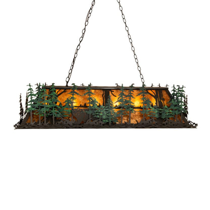 Meyda Tiffany Wildlife Through the Trees 6 Light 50" Wide Linear Pendant