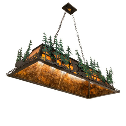 Meyda Tiffany Wildlife Through the Trees 6 Light 50" Wide Linear Pendant