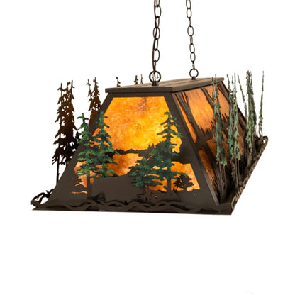 Meyda Tiffany Wildlife Through the Trees 6 Light 50" Wide Linear Pendant
