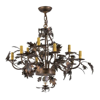 Meyda Tiffany Greenbriar Oak 9 Light 34" Wide Taper Candle Style Chandelier