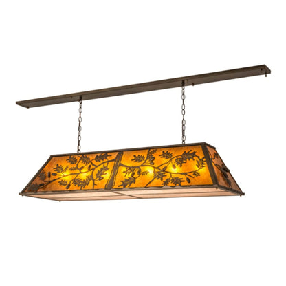 Meyda Tiffany Oak Leaf and Acorn 9 Light 72" Wide Linear Pendant