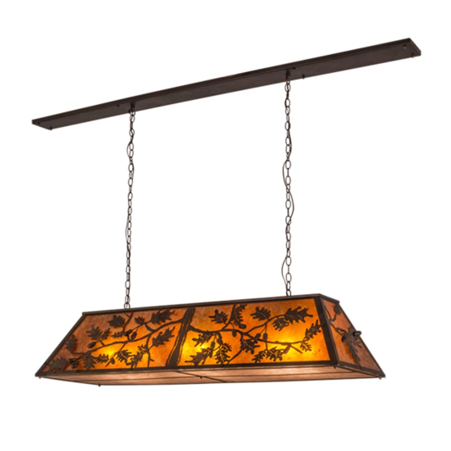 Meyda Tiffany Oak Leaf and Acorn 9 Light 72" Wide Linear Pendant