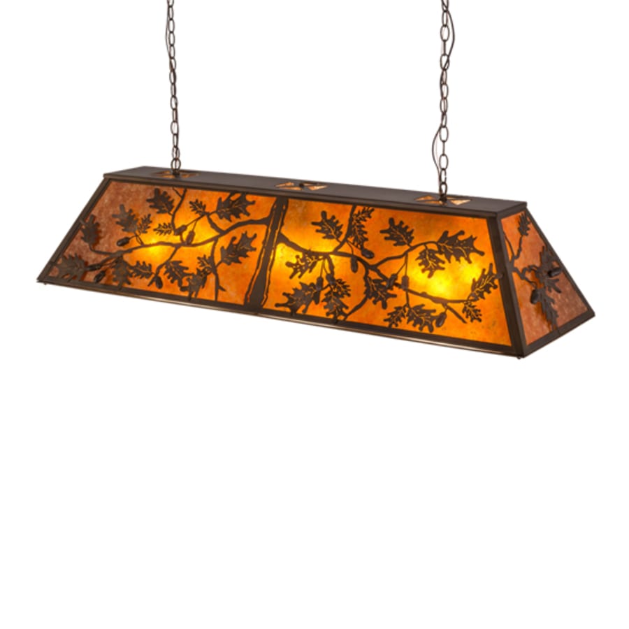 Meyda Tiffany Oak Leaf and Acorn 9 Light 72" Wide Linear Pendant