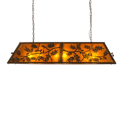 Meyda Tiffany Oak Leaf and Acorn 9 Light 72" Wide Linear Pendant