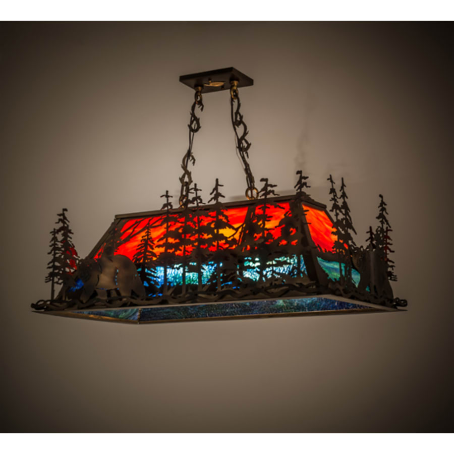 Meyda Tiffany Bear Through the Trees 6 Light 36" Wide Linear Pendant