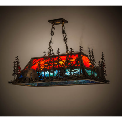 Meyda Tiffany Bear Through the Trees 6 Light 36" Wide Linear Pendant