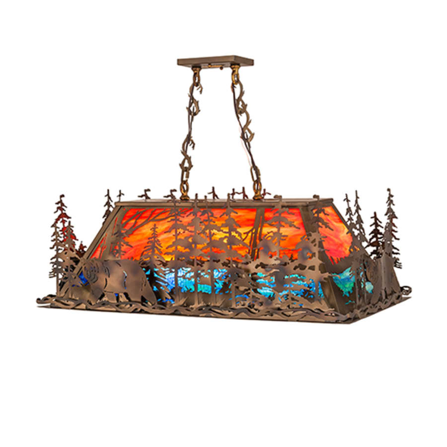 Meyda Tiffany Bear Through the Trees 6 Light 36" Wide Linear Pendant