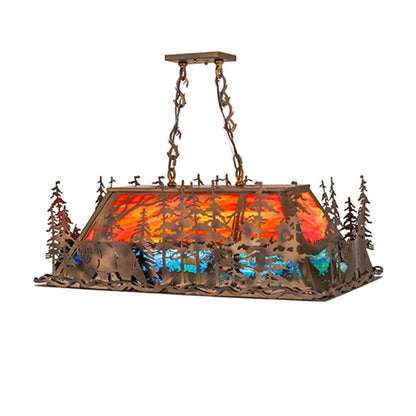 Meyda Tiffany Bear Through the Trees 6 Light 36" Wide Linear Pendant
