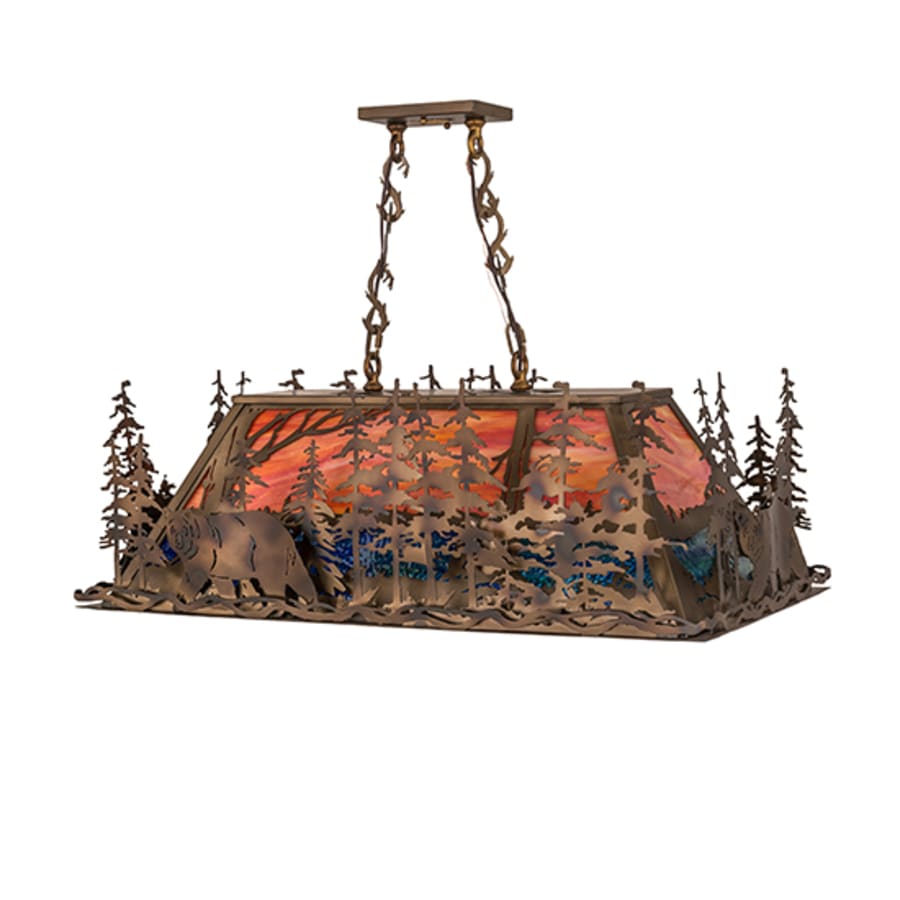 Meyda Tiffany Bear Through the Trees 6 Light 36" Wide Linear Pendant