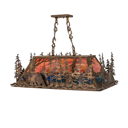 Meyda Tiffany Bear Through the Trees 6 Light 36" Wide Linear Pendant