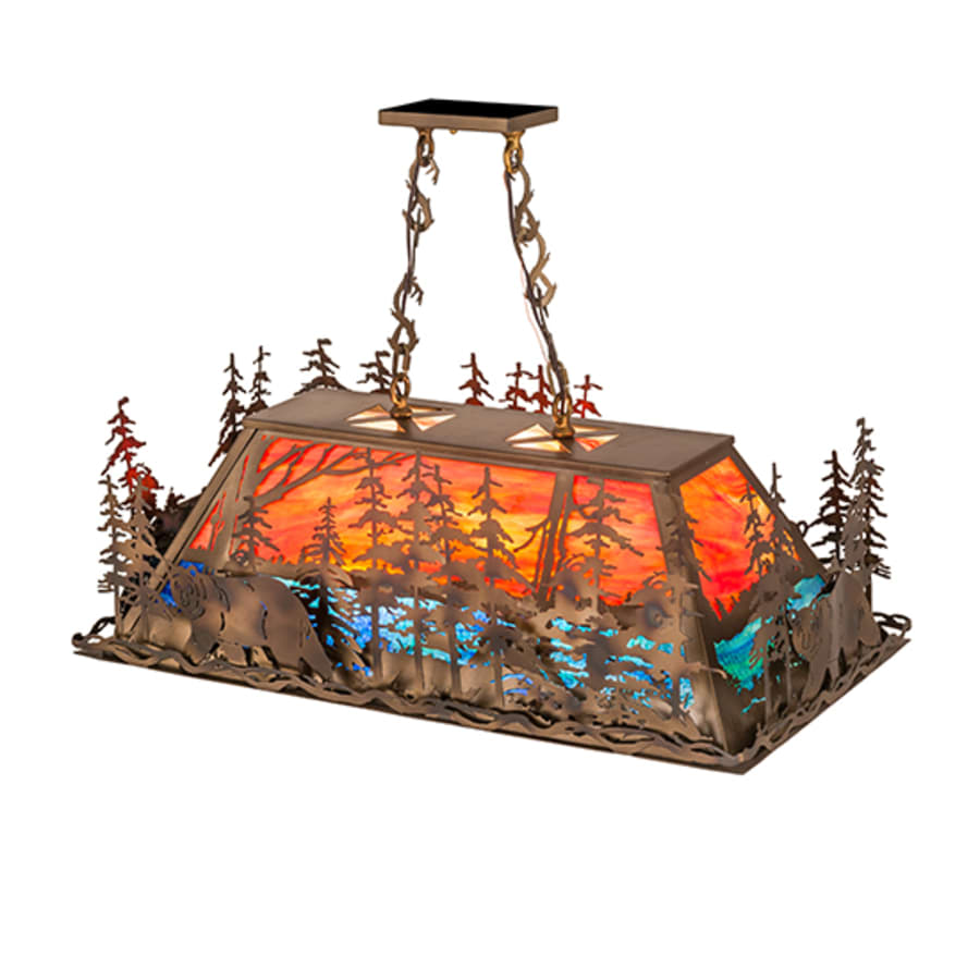 Meyda Tiffany Bear Through the Trees 6 Light 36" Wide Linear Pendant