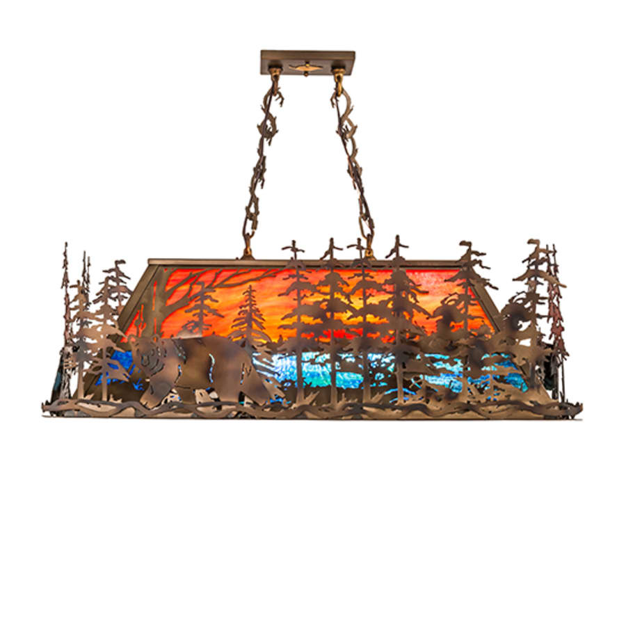 Meyda Tiffany Bear Through the Trees 6 Light 36" Wide Linear Pendant