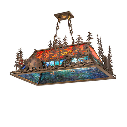 Meyda Tiffany Bear Through the Trees 6 Light 36" Wide Linear Pendant