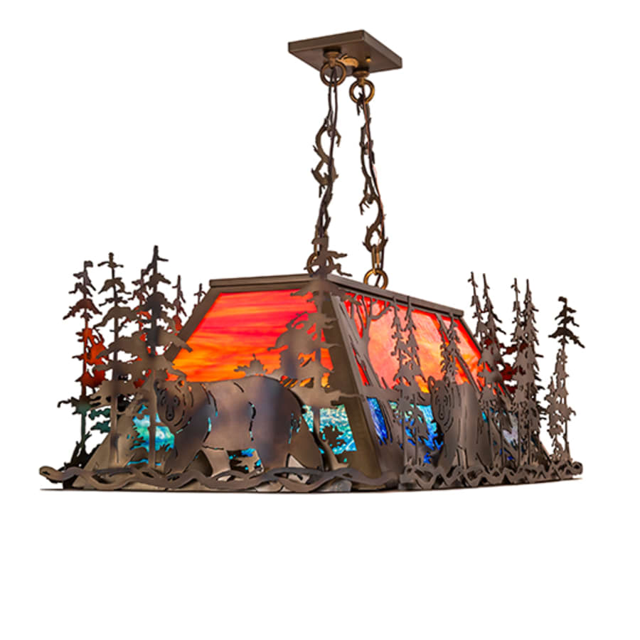 Meyda Tiffany Bear Through the Trees 6 Light 36" Wide Linear Pendant