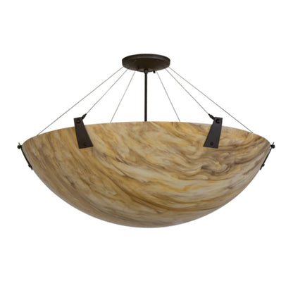 Meyda Tiffany Araneta 4 Light 37" Wide Semi-Flush Bowl Ceiling Fixture - Oil Rubbed Bronze Finish - GU24 Bulb Base