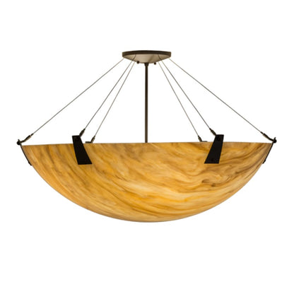 Meyda Tiffany Araneta 4 Light 37" Wide Semi-Flush Bowl Ceiling Fixture - Oil Rubbed Bronze Finish - GU24 Bulb Base
