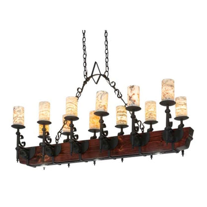 Meyda Tiffany Long Tudor 12 Light 60" Wide Linear Chandelier
