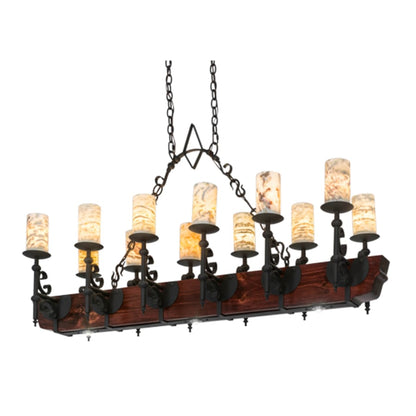 Meyda Tiffany Long Tudor 12 Light 60" Wide Linear Chandelier