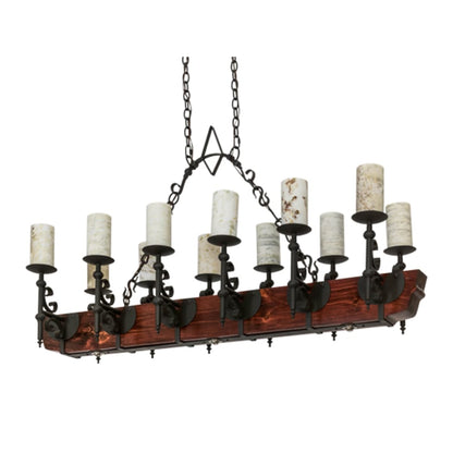 Meyda Tiffany Long Tudor 12 Light 60" Wide Linear Chandelier