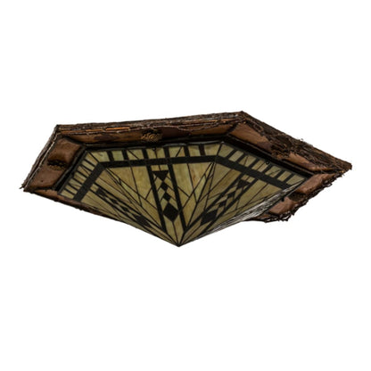 Meyda Tiffany Sonoma 6 Light 36" Wide Flush Mount Ceiling Fixture - Red Rust / Natural Wood Finish