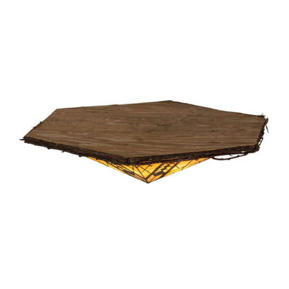 Meyda Tiffany Sonoma 6 Light 36" Wide Flush Mount Ceiling Fixture - Red Rust / Natural Wood Finish